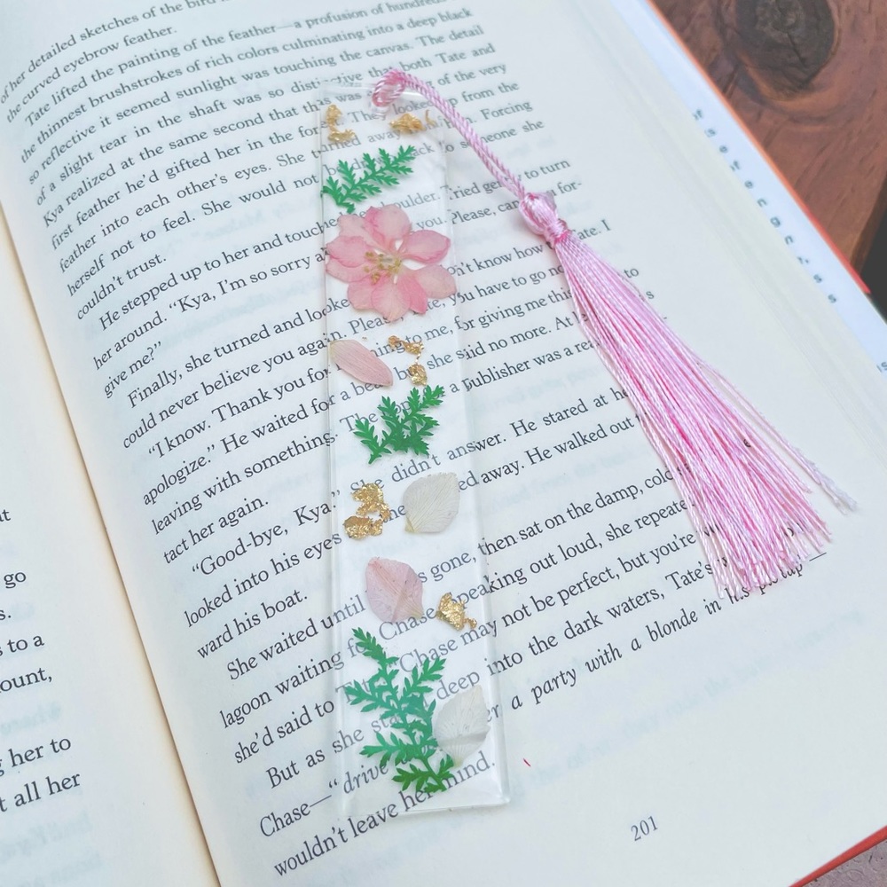 Resin floral bookmark